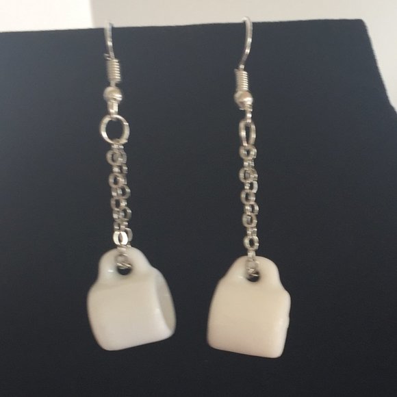 Coffee Tea White Mug Ceramic Earrings Jewelry - Picture 3 of 8